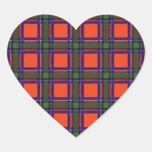 Pegatina En Forma De Corazón Tartán del escocés de la tela escocesa del clan de