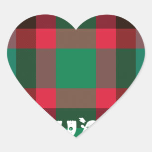 Pegatina En Forma De Corazón Tartan Escocés a Cuadros Reales con Texto