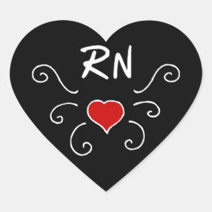 Pegatina En Forma De Corazón Tatuaje del amor del RN de las enfermeras