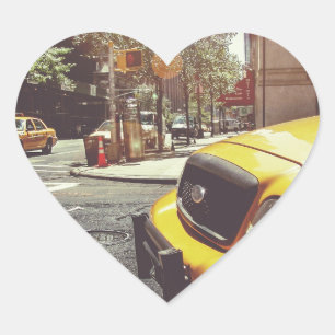 Pegatina En Forma De Corazón Taxi Amarillo de la Ciudad de Nueva York
