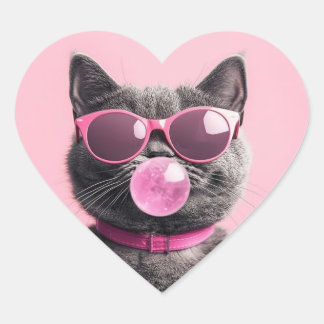 Pegatina En Forma De Corazón Taza Gato Chicle