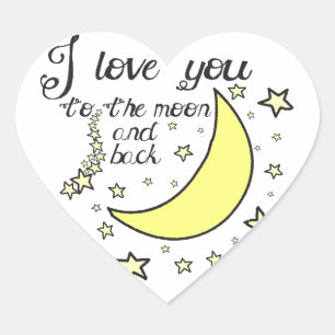 Pegatina En Forma De Corazón Te amo a la luna y de vuelta