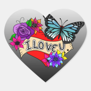Pegatina En Forma De Corazón Te Amo   Corazones, Rosas y mariposas