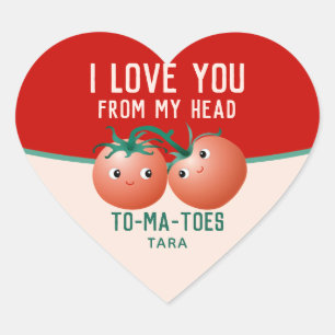 Pegatina En Forma De Corazón Te amo de la cabeza a los pies tomate