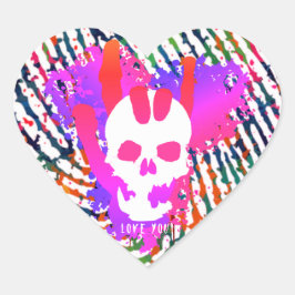 Pegatina En Forma De Corazón Te Amo La Señal De Mano De Origen Calavera Colorid