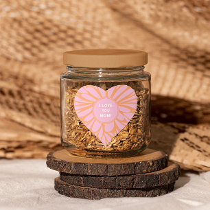 Pegatina En Forma De Corazón Te amo mamá ráfaga floral naranja pastel rosa