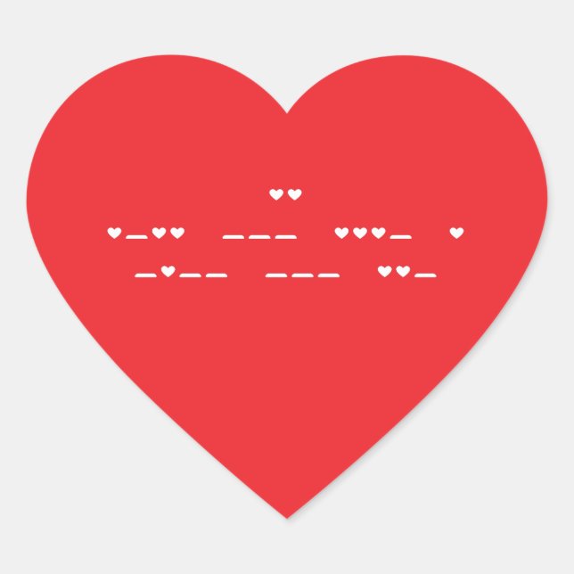 Pegatina En Forma De Corazón Te Amo Morse Code (Anverso)