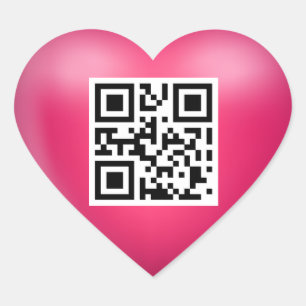 Pegatina En Forma De Corazón Te Amo QR Code Pink