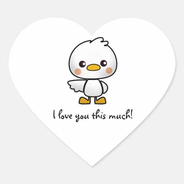 Pegatina En Forma De Corazón Te Amo Tanto Chick (Anverso)