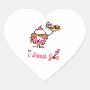 Pegatina En Forma De Corazón Te dulce con un pastel
