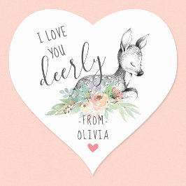 Pegatina En Forma De Corazón Te quiero Deerly Kids El día de San Valentín Party