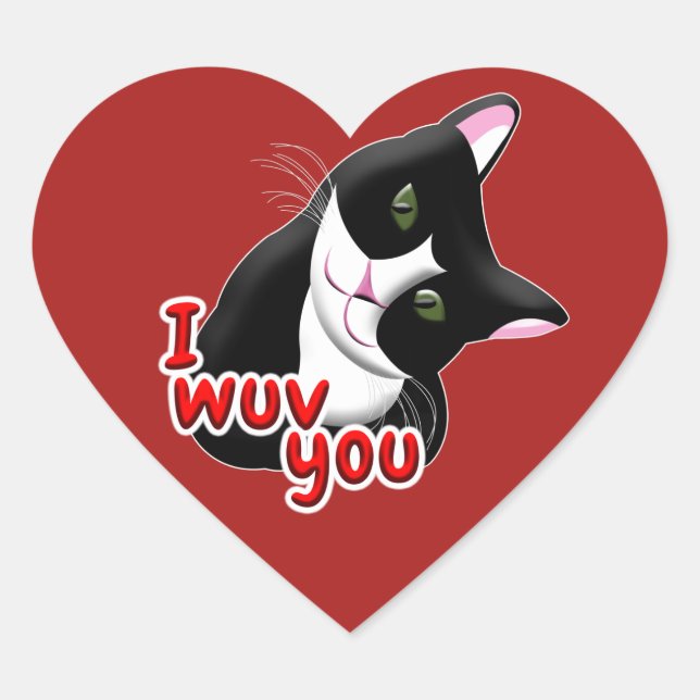 Pegatina En Forma De Corazón Te quiero gato (Anverso)