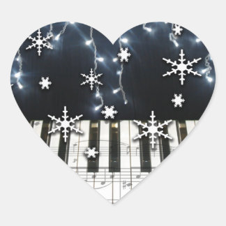 Pegatina En Forma De Corazón Teclado de copo de nieve para Navidades de piano
