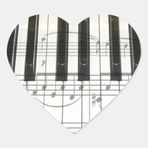 Pegatina En Forma De Corazón Teclado de piano y notas de música