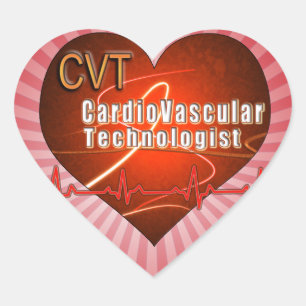 Pegatina En Forma De Corazón Tecnólogo cardiovascular del LOGOTIPO del CORAZÓ