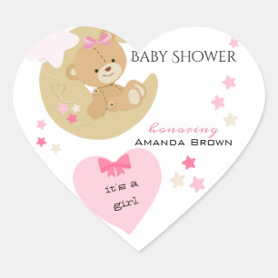 Pegatina En Forma De Corazón Teddy Bear Love Baby Shower