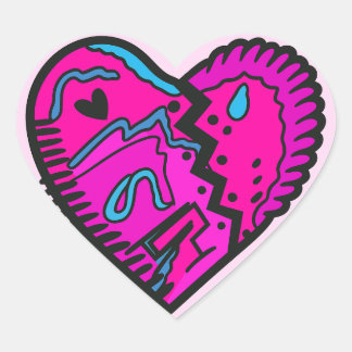 Pegatina En Forma De Corazón Tema de los años 80 de color brillante