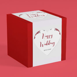 Pegatina En Forma De Corazón Tema del Boda floral de rosa roja