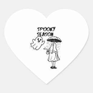 Pegatina En Forma De Corazón Temporada espeluznante fantasma lindo Halloween