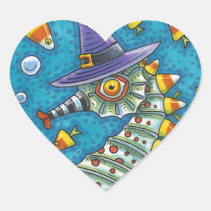 PEGATINA EN FORMA DE CORAZÓN TESTIGO DE CABALLO DE CABALLO, BAJO EL MAR HALLOWE