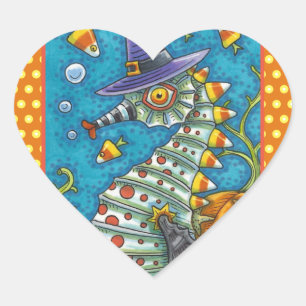 PEGATINA EN FORMA DE CORAZÓN TESTIGO DE CABALLO DE CABALLO, BAJO EL MAR HALLOWE