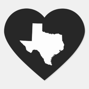 Pegatina En Forma De Corazón Texas en blanco y negro
