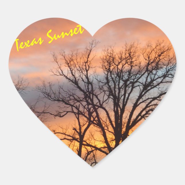 Pegatina En Forma De Corazón Texas Sunset (Anverso)