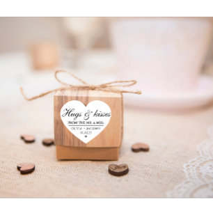 Pegatina En Forma De Corazón Texto negro nombre de pareja de boda personalizado