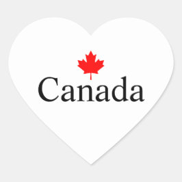 Pegatina En Forma De Corazón Texto personalizado de Canadá con hoja de arce roj