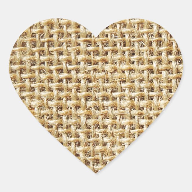 Pegatina En Forma De Corazón Textura de Burlap (Anverso)