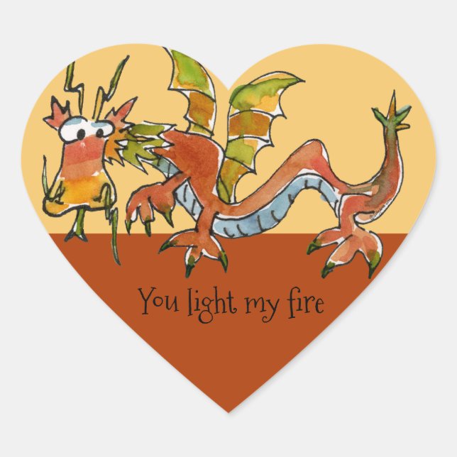 Pegatina En Forma De Corazón Thar Be Dragons (Anverso)