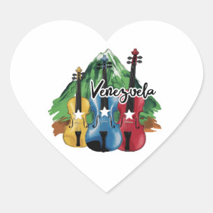 Pegatina En Forma De Corazón three Venezuelan violins