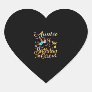 Pegatina En Forma De Corazón Tía de la camiseta de la Chica de cumpleaños Unico