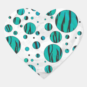 Pegatina En Forma De Corazón Tigre de punto de polka negro e impresión Verde a