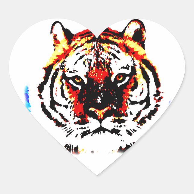 Pegatina En Forma De Corazón Tigre salvaje (Anverso)