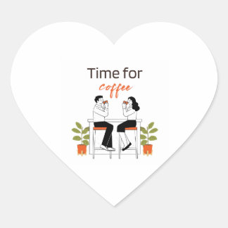 Pegatina En Forma De Corazón Time for Coffee Cute Couple Sticker for Laptop & B
