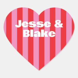 Pegatina En Forma De Corazón Tipografía audaz, bodas rosadas y rojas