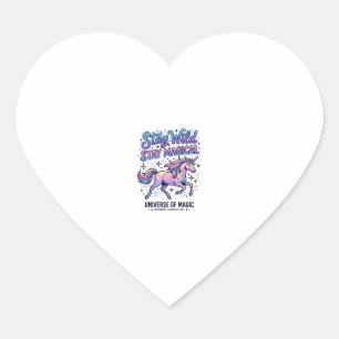 Pegatina En Forma De Corazón Tipografía Comercial de Unicornio Permanece Salvaj