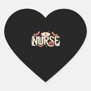 Pegatina En Forma De Corazón Tipografía de enfermeras de Halloween - Diseño méd