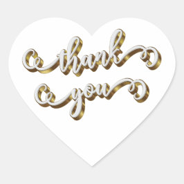 Pegatina En Forma De Corazón Tipografía de oro moderna gracias