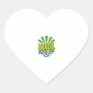 Pegatina En Forma De Corazón Tipografía de país negrita fútbol Brasil 2026