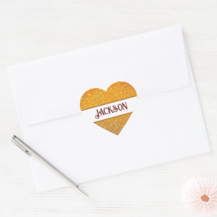Pegatina En Forma De Corazón Tipografía del brillo dorado