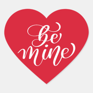 Pegatina En Forma De Corazón Tipografía editable de color Be Mine para San Vale