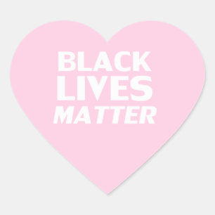 Pegatina En Forma De Corazón Tipografía en blanco rosado claro de Black Lives M