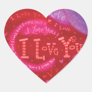 Pegatina En Forma De Corazón Tipografía rosada de los corazones de la tarjeta