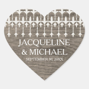 Pegatina En Forma De Corazón Tipografía Rústica del Corazón de Madera Rústica d