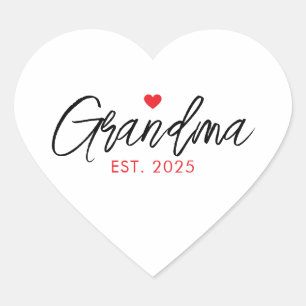 Pegatina En Forma De Corazón Tipografía simple en negro y rojo Nueva abuela