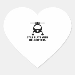Pegatina En Forma De Corazón Todavía juega con helicópteros