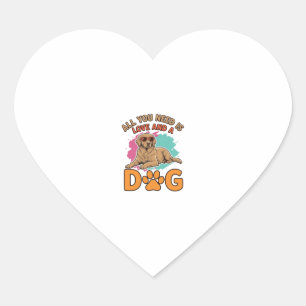 Pegatina En Forma De Corazón Todo lo que necesitas es amor y un perro vintage a