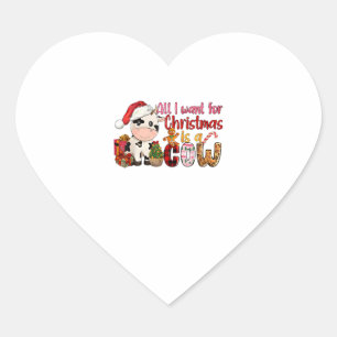 Pegatina En Forma De Corazón Todo Lo Que Quiero De Los Navidades Es Vacas Xmas 